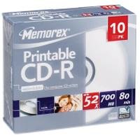 MP3 Player: Memorex CD-R Printable 700MB 52x 10er Pack Slim Case CD-Rohlinge bedruckbar