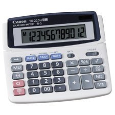 CANON(TX220H) TX220H Minidesk Calculator, Solar/Battery, 12-Digit Display