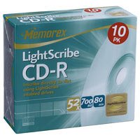 MP3 Player: Memorex Light Scribe CD-R 700MB 52x Speed 10er Pack Slim Jewel Case CD-Rohlinge