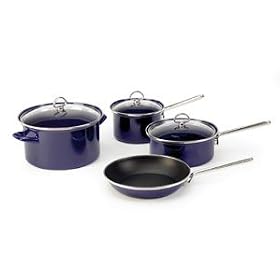 Chantal 7 Piece Enamel-on-Steel Cookware Set, Cobalt Blue Glossy by Chantal
