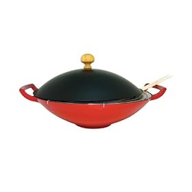 Le Cuistot Wok With Cover 12 Inches - Red by 