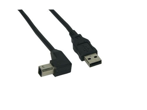 Audio und Video: USB 2.0 Anschlusskabel A an B, gewinkelt, 2m