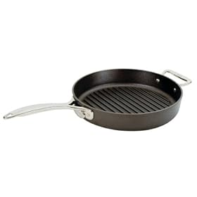 Lodge Seasoned Cast Iron Grill Pan with Stainless Steel and assist Handles by Lodge