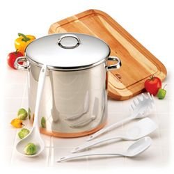 12 Quarts Revere� Copper Bottom w Chicago Cutlery� Cutting Board and 4 pc Utensil Set... by Revere