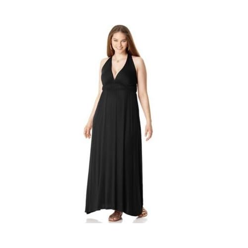 Necessary Objects Juniors' Plus Back Twist Strap Floor Length Dress Necessary Objects Juniors' Plus Back Twist Strap Floor Length Dress