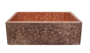 Large King Solomon Rectangular Hammered Copper Front Apron Sink- WHKS3019FC