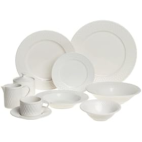 Oneida Basketweave 53-Piece Dinnerware Set, Service for 8 by Oneida