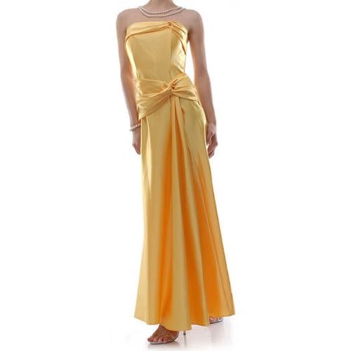 SO PRETTY Long Satin Flared Skirt Tube Dress YELLOW SO PRETTY Long Satin Flared Skirt Tube Dress YELLOW