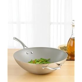 Calphalon Contemporary Stainless Nonstick Flat-Bottom Wok by Calphalon