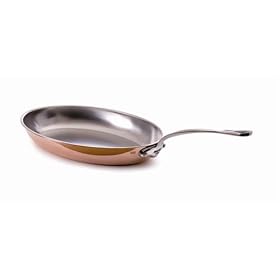 Mauviel Cuprinox Style 14-inch Oval Frying Pan with Cast Stainless Steel Handle by Chef's Pans