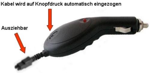 Heimkinosysteme: Handy KFZ-Ladekabel Premium mit Aufrollmechanismus von HILLICOM f�r MOTOROLA A1000 / A630 / A830 / A835 / A920 / A925 / C975 / C980 / E1000 / E398 / E550 / MPx220 / MPx260 / ROKR E1 / T280 / T720 / V1050 / V300 / V400P / V500 / V525 / V535 / V550 / V60 /