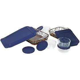 Pyrex Serveware 14-Piece Basket Set with Lids by Bakeware Sets