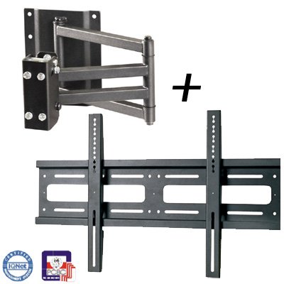 Drucker: EDBAK SAP2c + PWB1c Wandhalterung schwenkbar herausziehbar universal Plasma LCD TV Doppelarm schwarz pulverbeschichtet 32" bis 60"