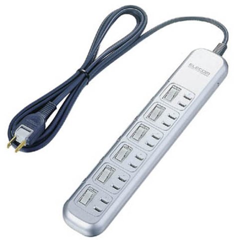 ELECOM �Ɨ��X�C�b�`�t���K�[�h�^�b�v 2P6�� 2.5m �V���o�[ T-F6625SV