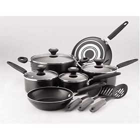 SilverStone by Farberware Culinary Colors 13-Piece Cookware Set, Metallic Black by Cookware Sets