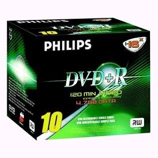 Projektoren: Philips DVD+R 16x, 10er Pack (DR4S6J10C/10)