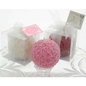 24 PEARL ROSE CANDLE FAVOR GIFT - WEDDING PARTY CATERING by Candles
