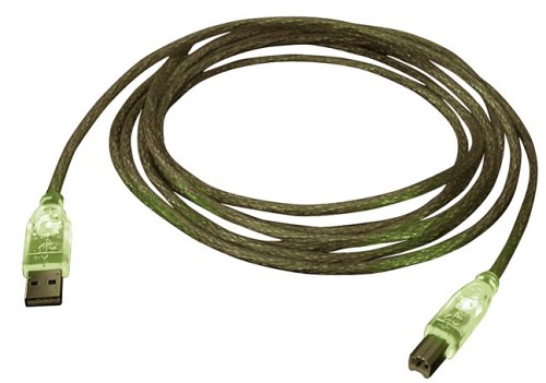 Lautsprecher: Lindy USB 2.0 Kabel Typ A/B transparent mit gr�n leuchtenden Steckern, 2m