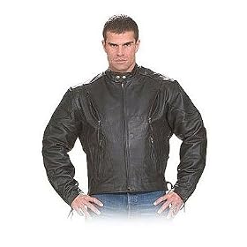 Leather Jackets-Mens Black Biker Leather Motorcycle Jacket Coat 