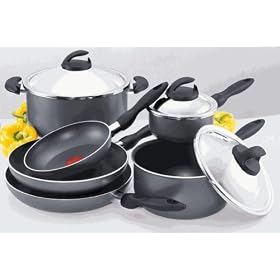T-Fal Initiatives with Durabase and Thermospot 9 Piece Cookware Set by T-Fal