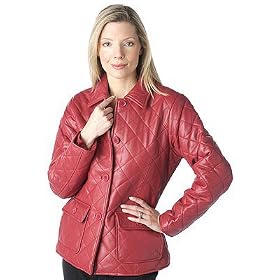 Excelled Women's Quilted Lamb Leather Coat - Red Ruby