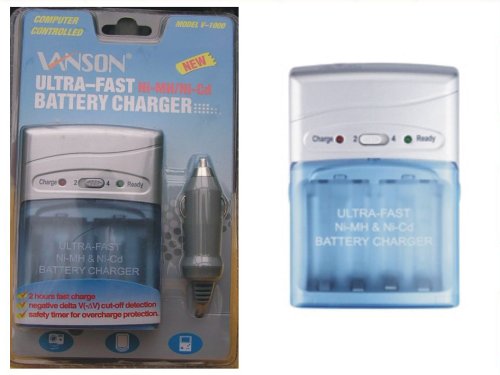 TV Ger&auml;te: TOP ULTRA-FAST Ladeger�t V-1000 von Vanson f�r 12V= (Auto) oder 230V~ laden von 2 oder 4 Akku Mignon AA oder Micro AAA