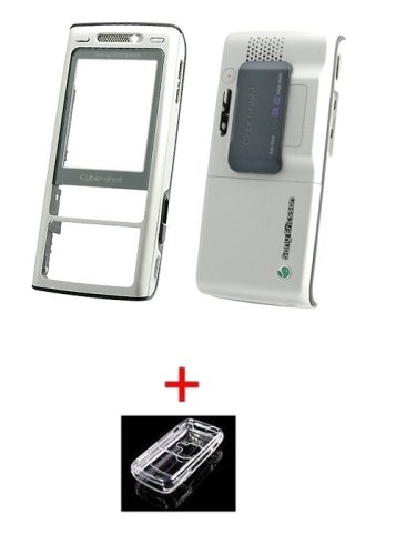 DVD Player: Oberschale f. Sony Ericsson K800i Silber Edition A+B+E Cover + Crystal Case