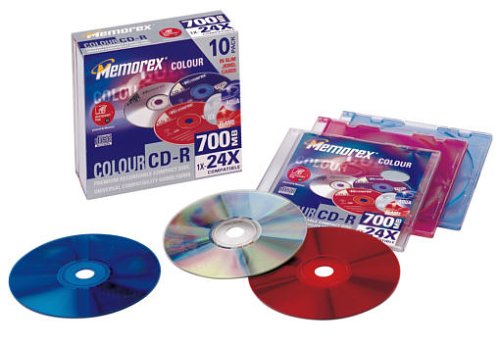 MP3 Player: Memorex CD-Rohlinge CD-R 700MB max. 24x Colour Slim Jewel Case Colour-Mix 10er Pack (80 Min)