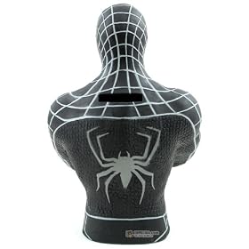 Marvel Spider-Man 3 Movie Action Figure - Bust Bank- Dark Spider Man - Back View Marvel Spider-Man 3 Movie Action Figure - Bust Bank- Dark Spider Man - Back View