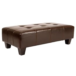 Leather Bench - Brown
