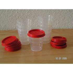 Tupperware Midget Set with Red Seals. Set of Eight by Tupperware
