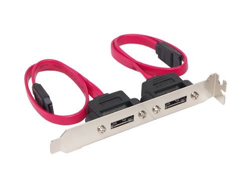 Festplatten: SATA auf eSATA Slotblech 2-fach inkl. 2x Kabel 30c