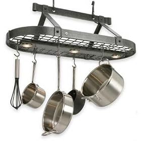 Enclume 3 Foot Oval with Lighted Grid Pot Rack by Enclume