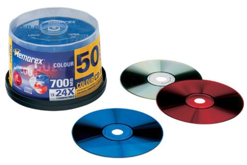 MP3 Player: Memorex CD-Rohlinge CD-R 700MB (max. 24x) Colour-Mix 50er-Spindel