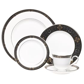 Lenox Vintage Jewel Platinum-Banded Bone China 20-Piece Dinnerware Set, Service for 4 by Lenox China
