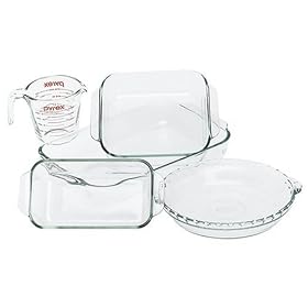 Pyrex Bakeware 5-Piece Set, Clear by Pyrex