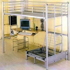 Computer Station Sliver Twin Loft-Bed 