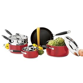 Acrosteel 8-pc. 18/10 Stainless Steel Cookware Set - Red by Acrosteel