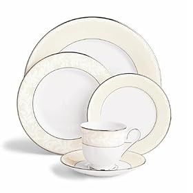 Lenox Faith Platinum Banded Bone China 20-Piece Dinnerware Set, Service for 4 by Bone China