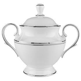 Lenox Federal Platinum Bone China Sugar Bowl with Lid by Lenox