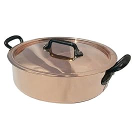 Mauviel Cuprinox Extra-Thick 2.5 mm 3.2-Quart Saut� Pan with Lid and Cast-Iron Handles by Mauviel