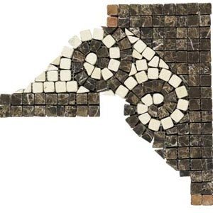 Daltile Tumbled Decorative Mosaics Emperador Dark/Marfil Wave Corner 10 x 10 Ceramic Tile & Stone