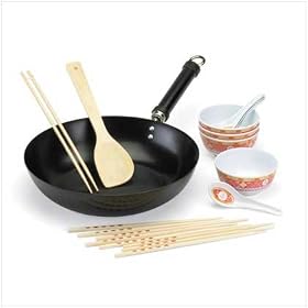 Stir Fry Pan with Tableware Set - 16 Piece by Spazzica Gifts