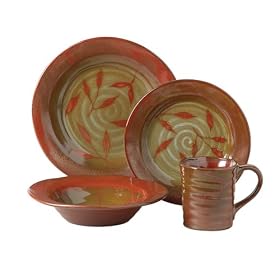 Pfaltzgraff Copper Leaf 32-Piece Dinnerware Set, Service for 8 by Dinnerware