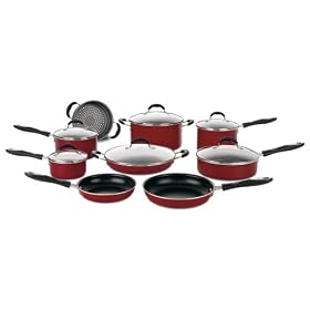 Cuisinart Advantage Non-Stick 15 Piece Cookware Set, Red by Cookware Sets