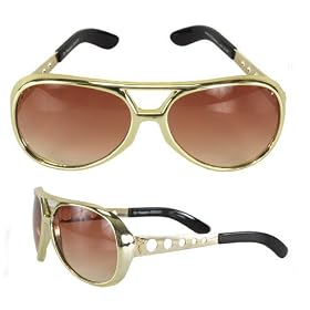 Gold Elvis Presley Costume Sunglasses (Sz:Std)