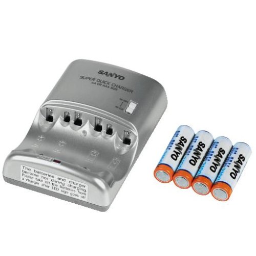 Heimkinosysteme: Hama Super-Schnell-Ladeger�t MQH-01, inkl. 4 Sanyo Akkus NiMH AA 2100mAh