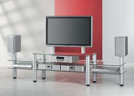 Verst&auml;rker und Receiver: VCM TV-M�bel "Toledo" mit Flatscreen-Halterung, beidseitigem Anbau und Boxenaufsatz