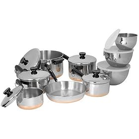 Revere Copper Clad Bottom 14 piece set, Stainless Steel by Revere