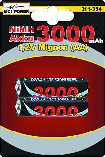 Zubehoer: 2 St�ck Mignon-Akku NiMH 1,2V 3000mAh Typ AA